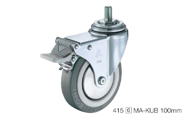ハンマーキャスター 415 ●MA (φ75～125)(ねじ込み式・自在・トータルロック付)(1＝M12 ・2＝M16)(三価クロメート)